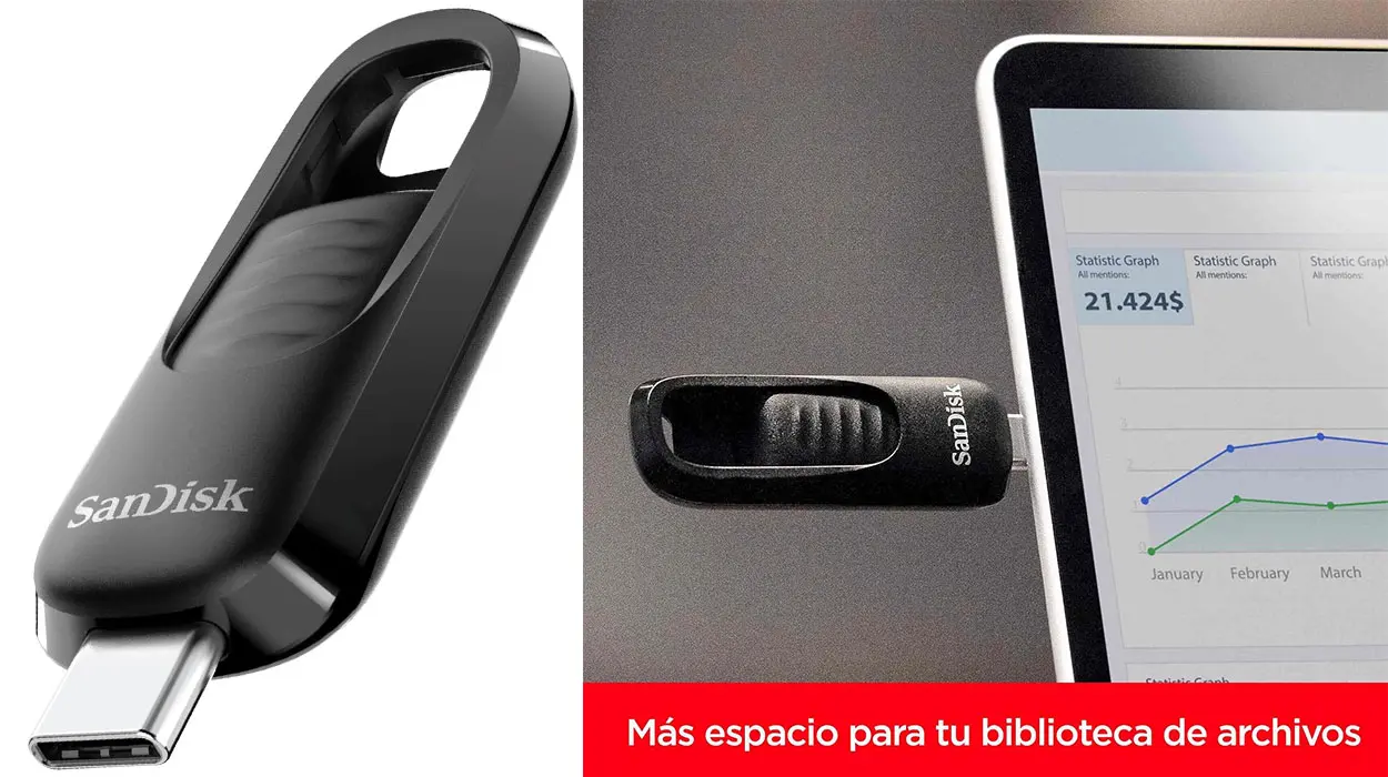 Chollo Pendrive SanDisk Ultra Slider USB-C de 1 TB por sólo 71,27€ con envío gratis (-28%)