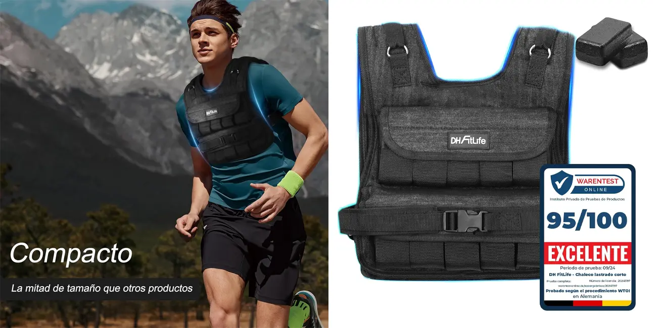 Chollo Chaleco lastrado ajustable DH FitLife de 20 kilos por sólo 84€ con envío gratis (-19%)