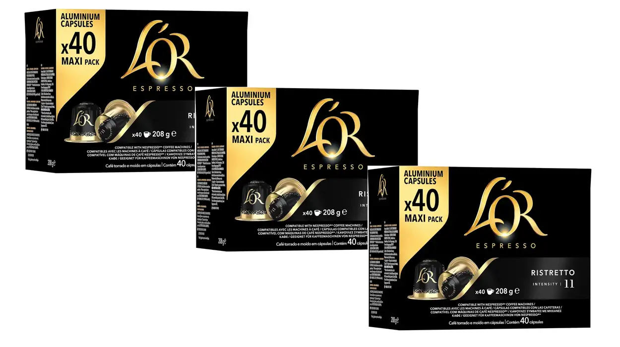 Aprovecha el 3×2 del supermercado de Amazon y llévate 120 cápsulas L’Or Espresso Ristretto a 0,19€ cada una ¡Megamínimo!
