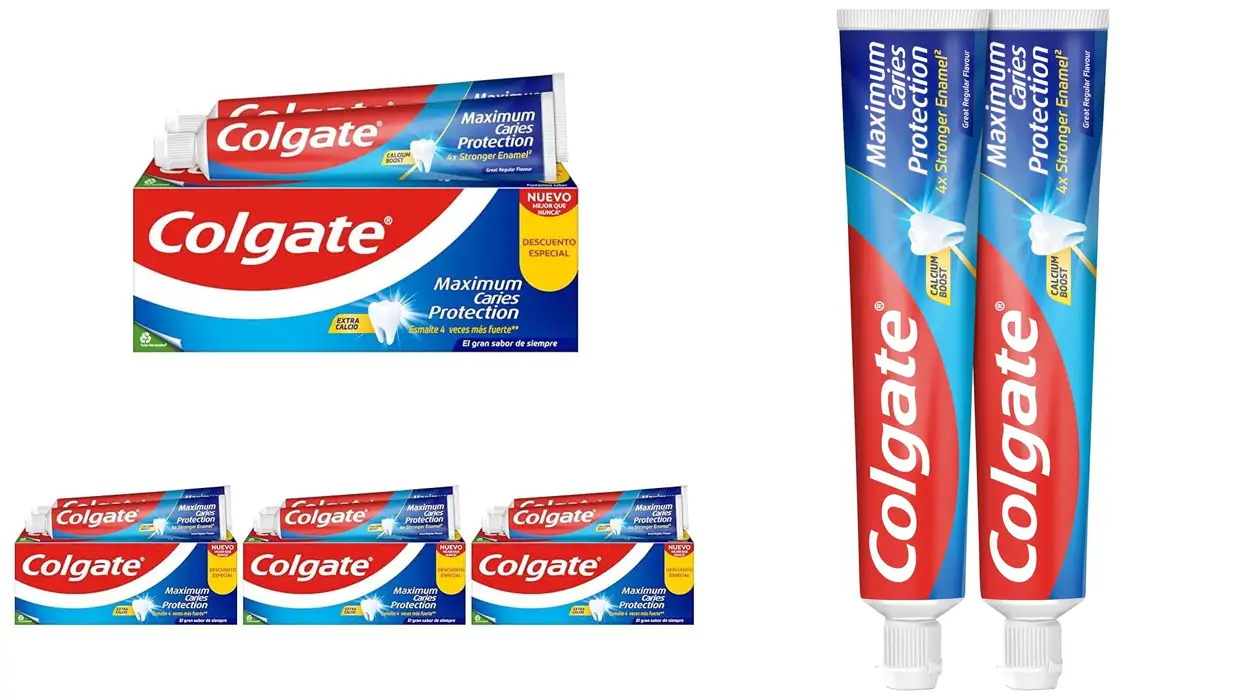 Chollo Pack de 8 pastas de dientes Colgate Maximum Caries Protection de 75 ml por sólo 8,04€ (-30%)