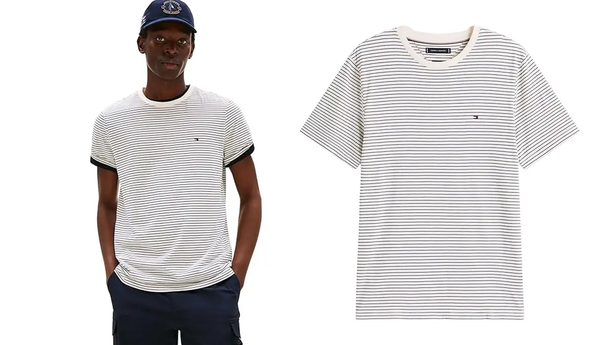 Chollo Camiseta de rayas Tommy Hilfiger seasonal Solid para hombre por sólo 23€ (-42%)