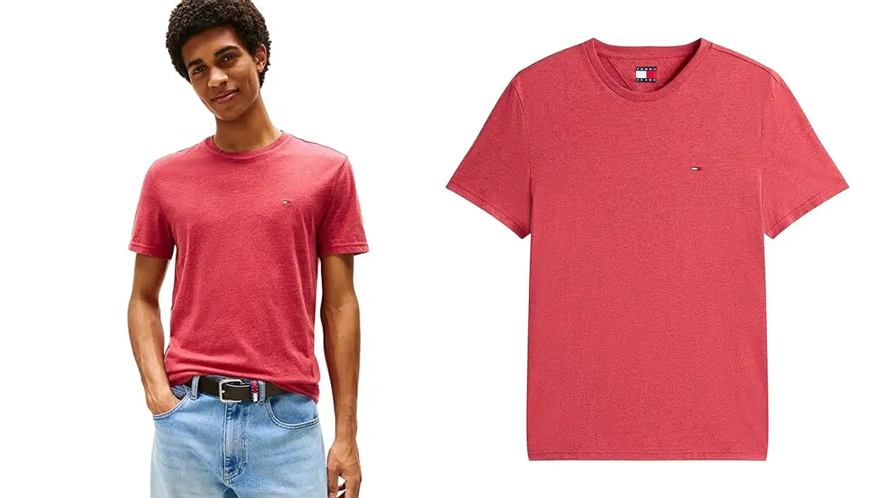 Chollo Camiseta Tommy Jeans TJM XSlim Jaspe en color rojo zafiro para hombre por sólo 17€ (-43%)