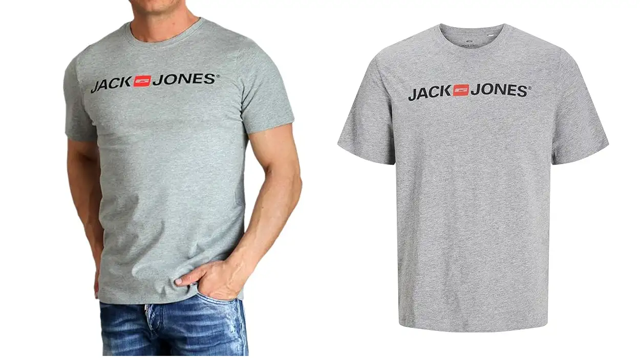 Chollo Camiseta slim JACK & JONES JJecorp Logo en color gris para hombre por sólo 9,99€