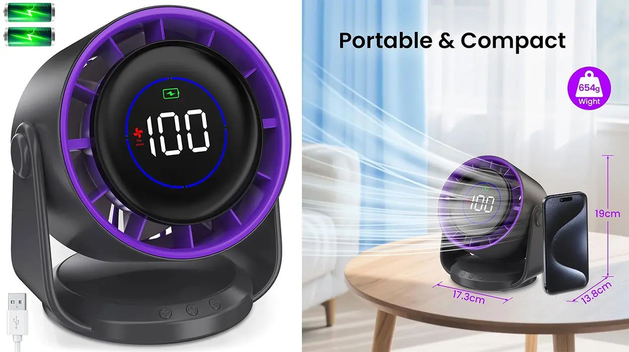Chollo Ventilador de mesa Palatala USB con pantalla LED y 100 velocidades por sólo 18,49€ con cupón descuento (-50%)