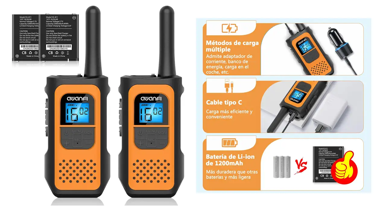 Aprovecha este cupón para llevarte un pack de Walkie Talkies recargables para niños y adultos a un precio BRUTAL