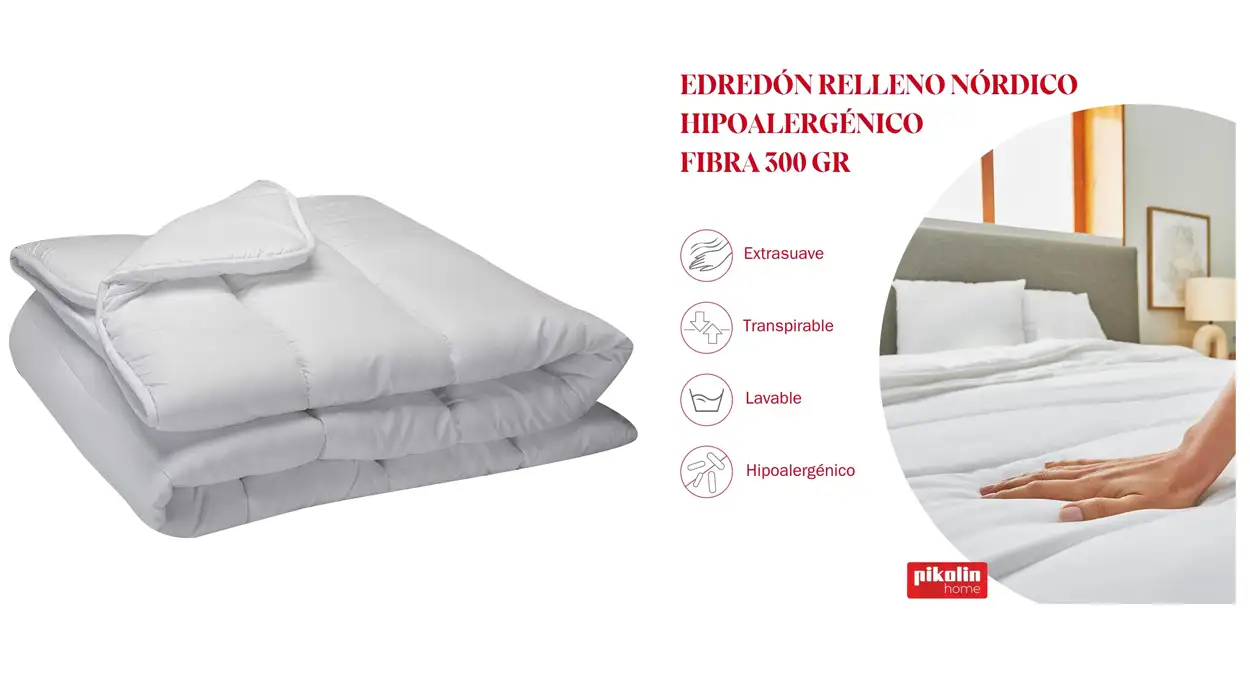 Chollo Relleno nórdico Pikolin Home Ecolofil tacto plumón para cama de 80-90 por sólo 22,70€ (56% de descuento)