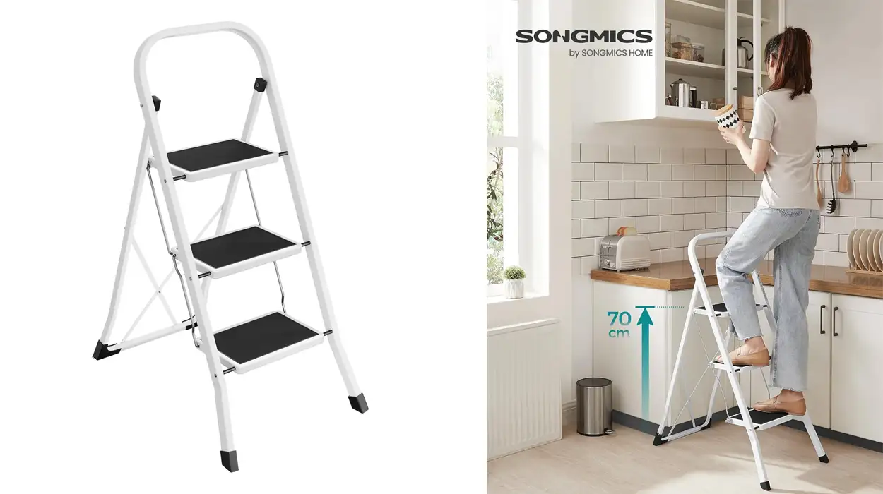Chollo Escalera de tijera Songmics de 3 peldaños por sólo 32,29€ con envío gratis (-19%) ¡Top ventas!