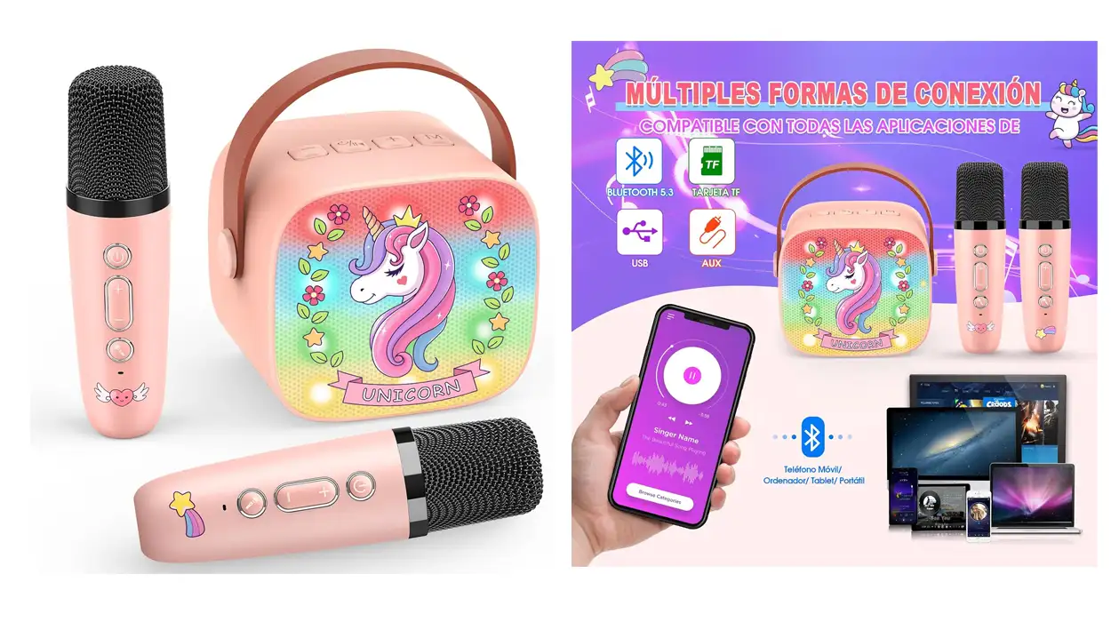 Tus peques van a disfrutar de lo lindo con este karaoke portátil que puedes conseguir a un precio genial
