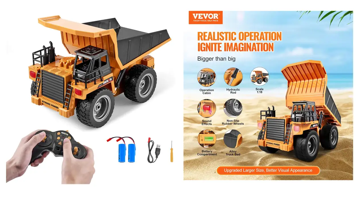 Chollo Camión volquete Vevor con control remoto y batería recargable por sólo 39,99€ con envío gratis (-27%)