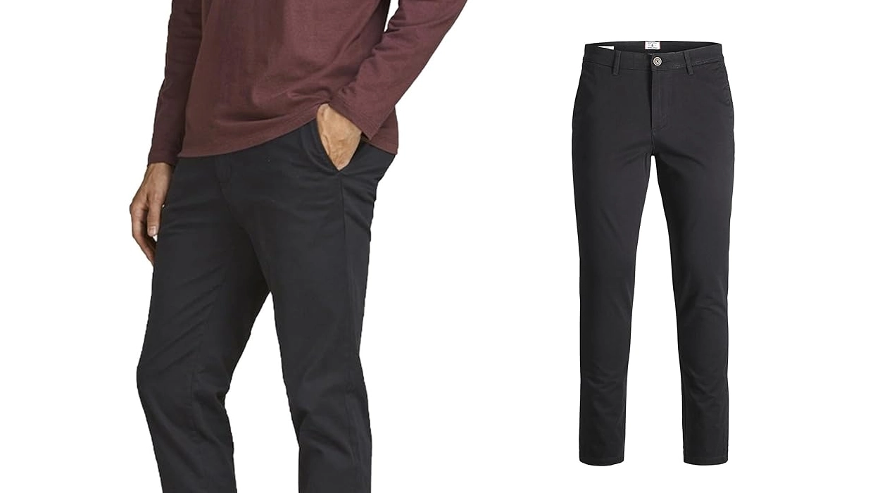 Chollo Pantalón chino Jack & Jones Jpstmarco Jjbowie en color negro para hombre por sólo 21€ (-47%)