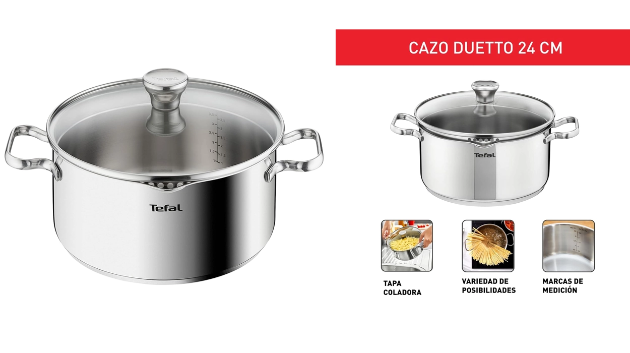 Chollo Cacerola Tefal Duetto de 24 cm por sólo 29,99€ con envío gratis (-41%)