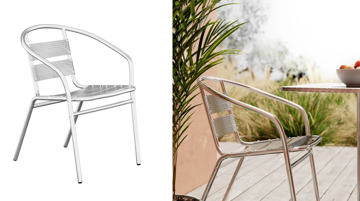 Chollo Silla de jardín de aluminio Stack gris por sólo 14,99€ (-62%)