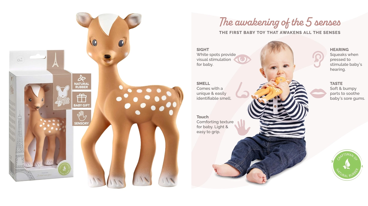 Chollo Juguete mordedor Sophie la Girafe Cervatillo Fan Fan para bebés por sólo 13,33€ (-30%)