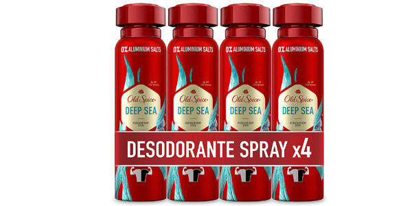 Chollo Pack x4 Desodorante corporal en spray Old Spice Deep Sea de 150 ml para hombre por sólo 9,99€ (-24%) ¡2,49€ cada uno!