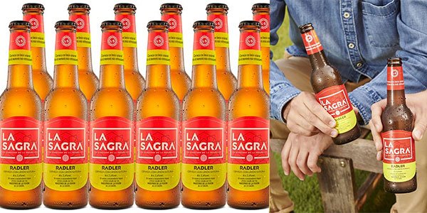 Chollo Pack de 12 botellines de cerveza con limón La Sagra Radler de 33 cl por sólo 12,51€ (-60%)