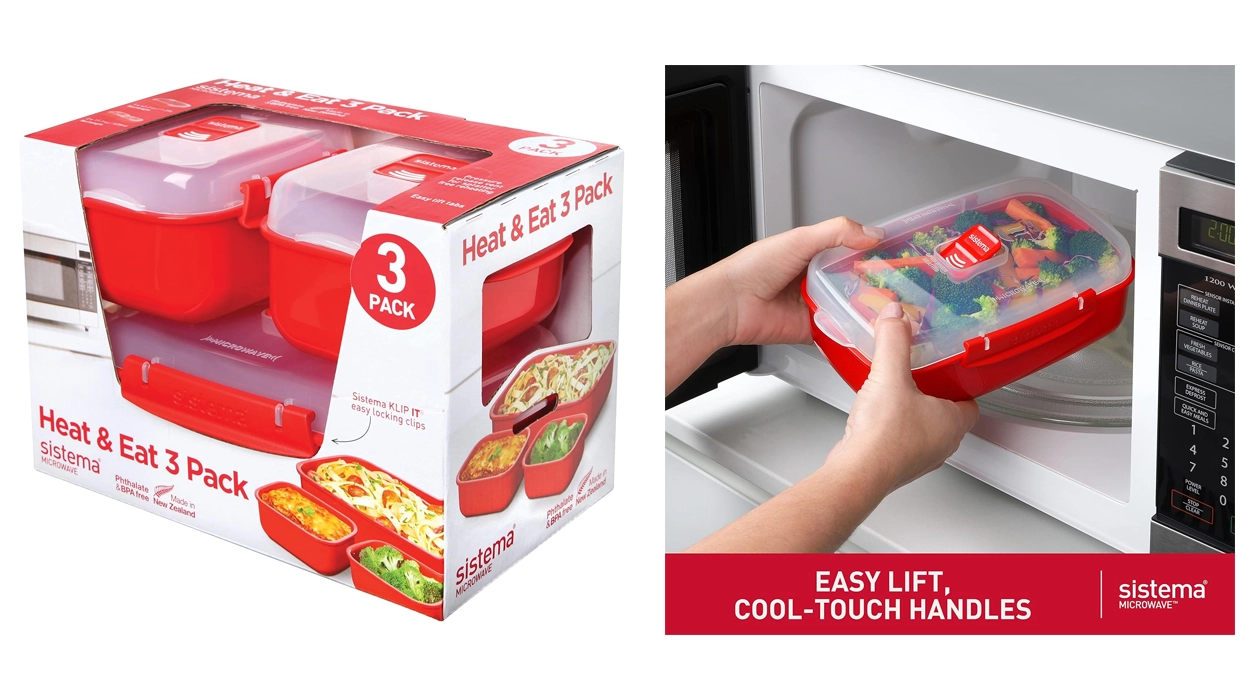 Chollo Pack x3 recipientes Sistema Heat & Eat para microondas por sólo 11,99€ (-26%)