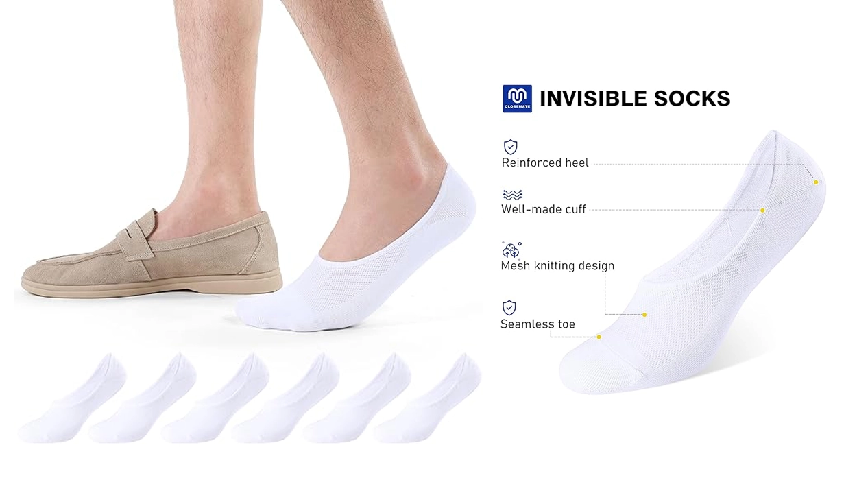Chollo Pack de 6 pares de calcetines invisibles Closemate unisex por sólo 14,24€ ¡2,37€ el par!