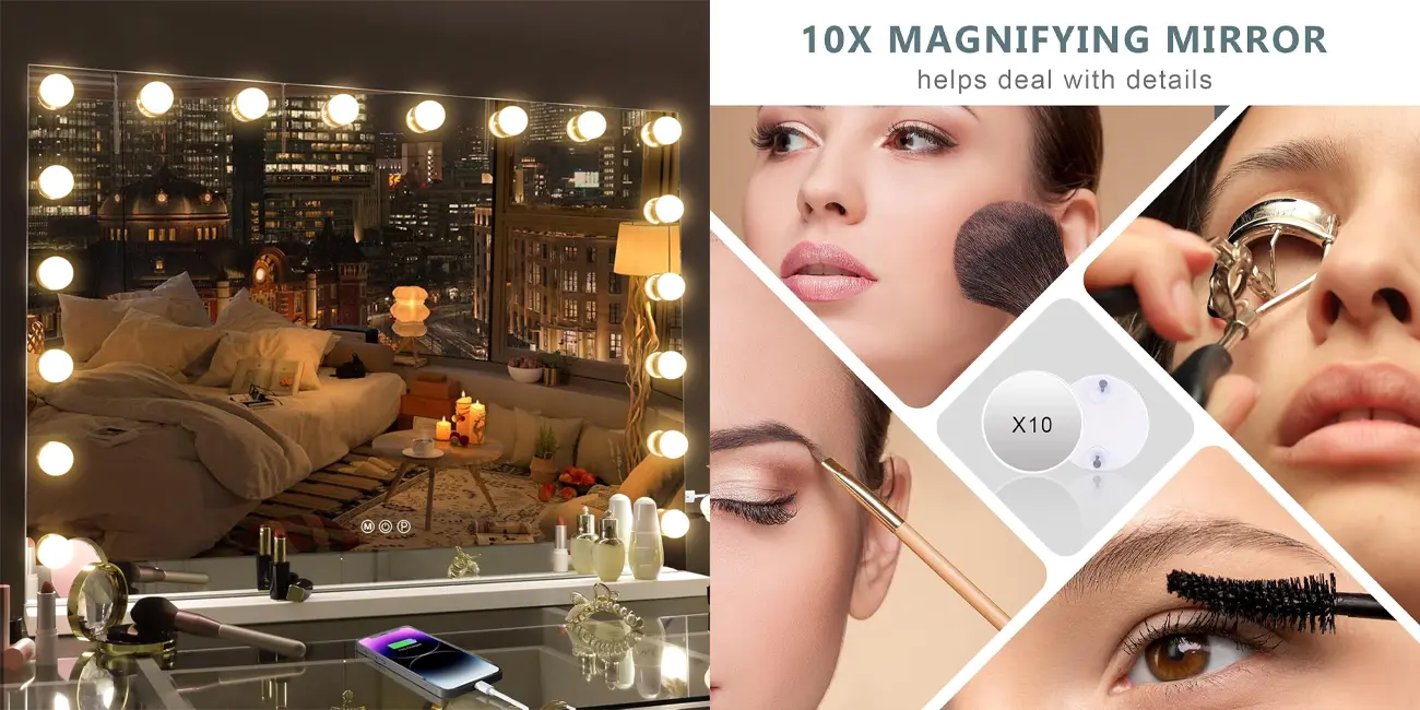 Chollo Espejo de maquillaje Fenair con iluminación LED por sólo 34,99€ y envío gratis con doble cupón (-65%)
