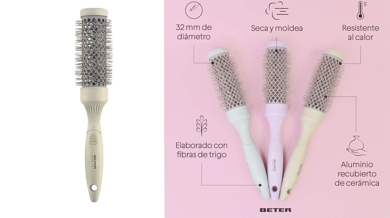 Chollo Cepillo redondo de cerámica Beter con fibras de trigo natural por sólo 6,95€ (-31%)