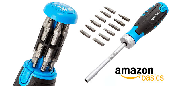 Chollo Destornillador de carraca magnético 12 en 1 AmazonBasics por sólo 8,74€ (-30%)
