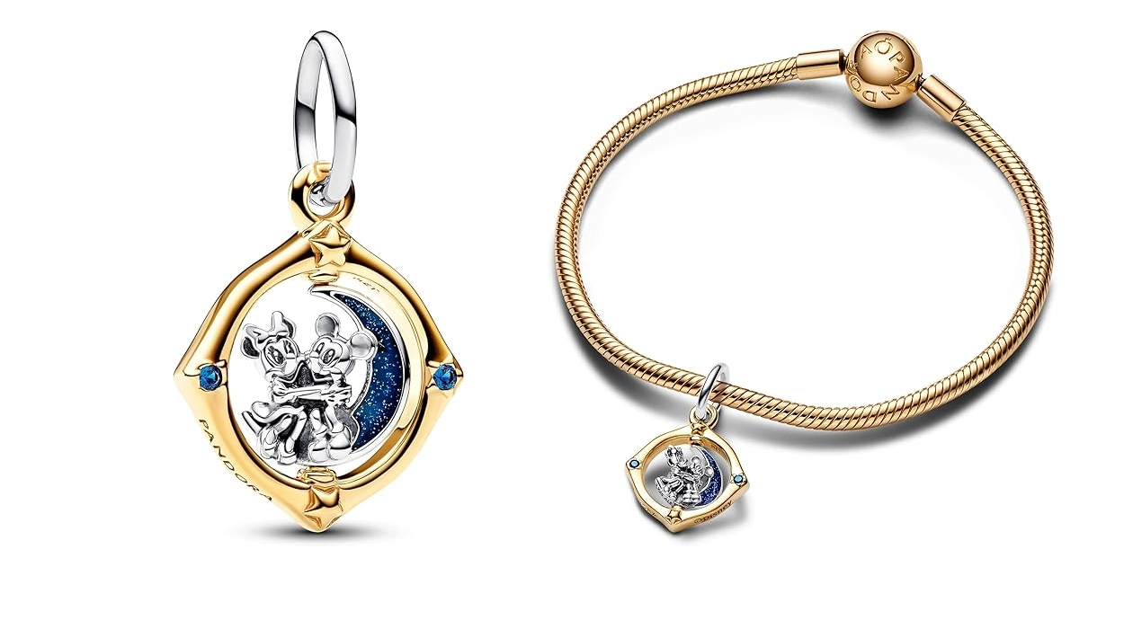 Chollo Charm Pandora Mickey y Minnie Mouse chapado en oro de 14 quilates por sólo 34€ con envío gratis (-45%)