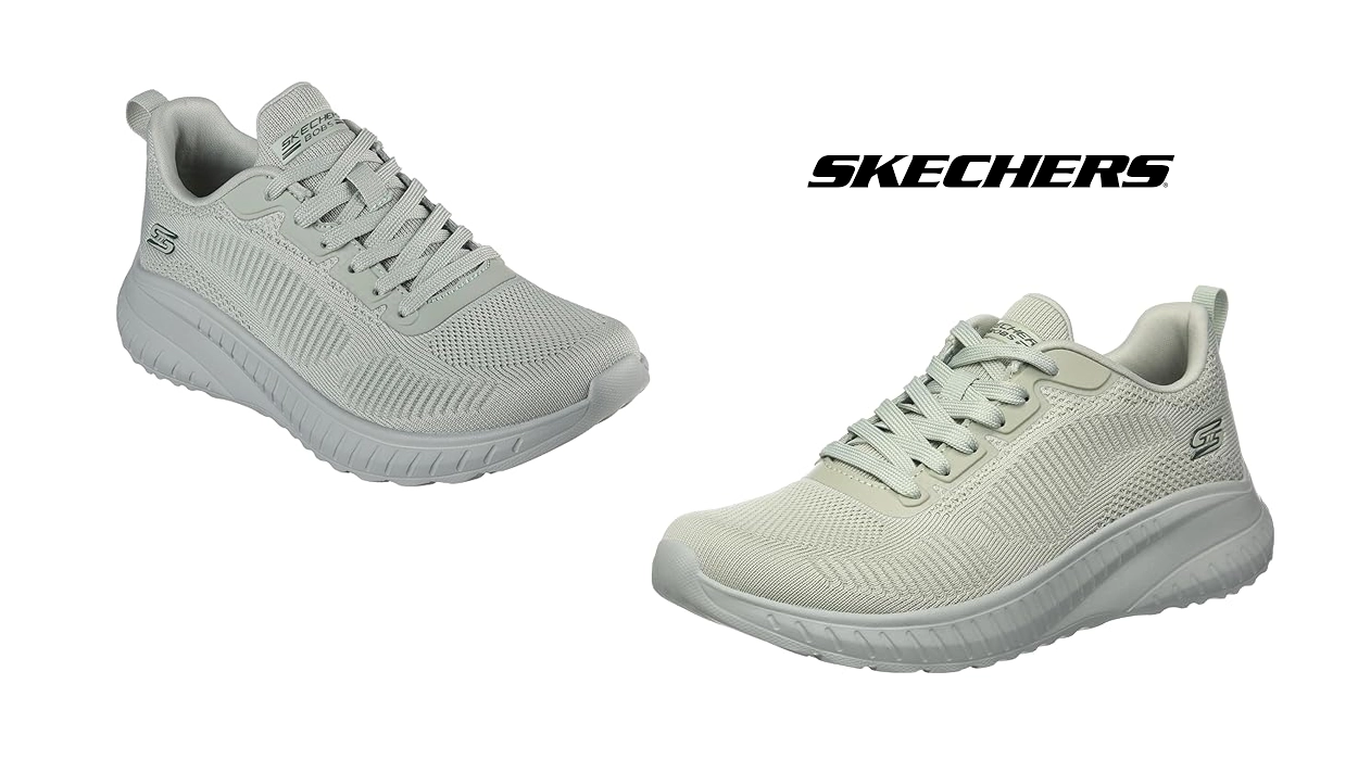 Súmate a la moda de las zapatillas de punto con estas comodísimas Skechers en color salvia a un precio BUENÍSIMO