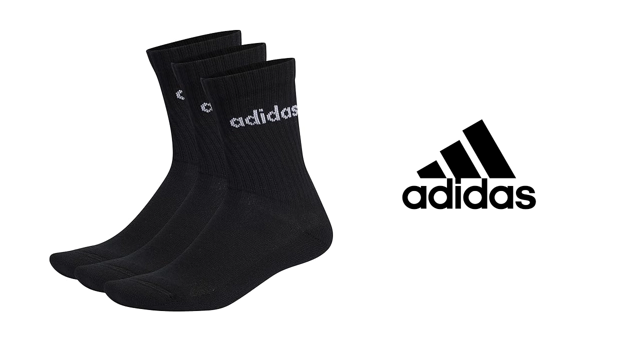 Chollo Pack x3 pares de calcetines Adidas Linear Crew Cushioned Socks por sólo 6,99€ (-30%)