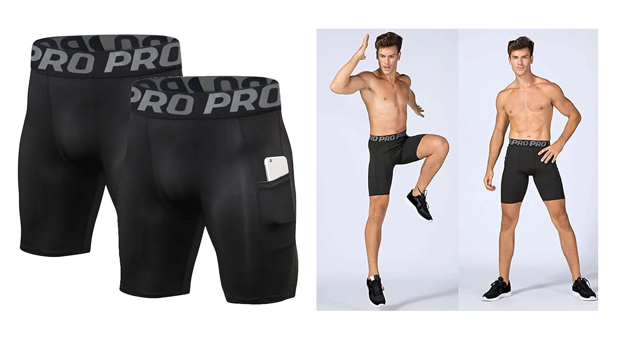 Chollo Pack de 2 pares de pantalones cortos de compresión Lanbaosi para hombre por sólo 11,04€ (-35%)