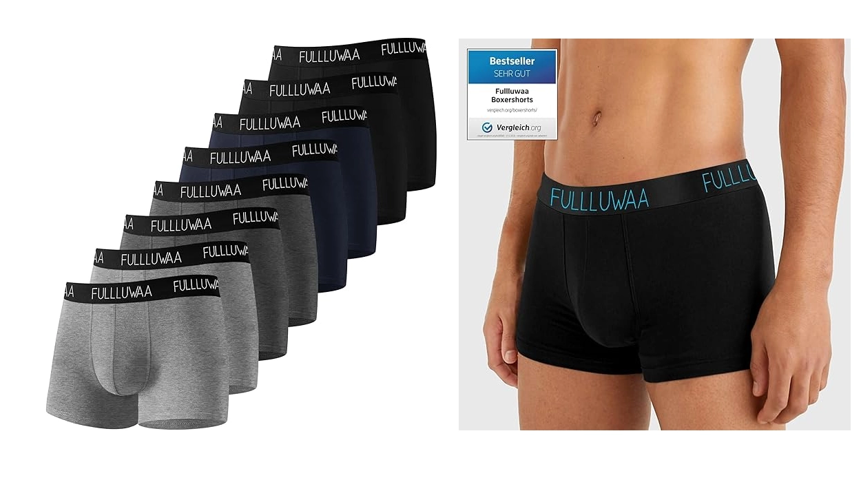 Chollo Pack x8 Bóxers Fullluwaa para hombre por sólo 23,45€ ¡2,93€ cada uno!