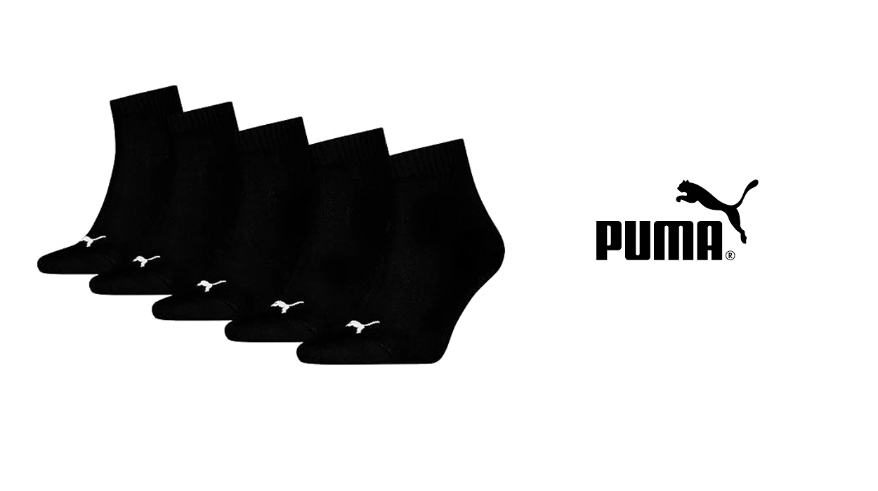 Chollo Pack de 5 pares de calcetines Puma Quarter Plain unisex por sólo 7,95€ (-52%)