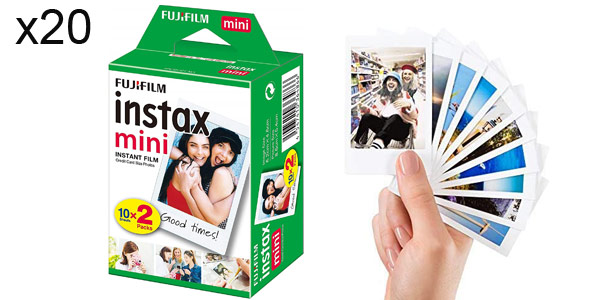 Chollo Pack 20 hojas Fujifilm Instax Mini Brillo por sólo 14,87€ (14% de descuento)