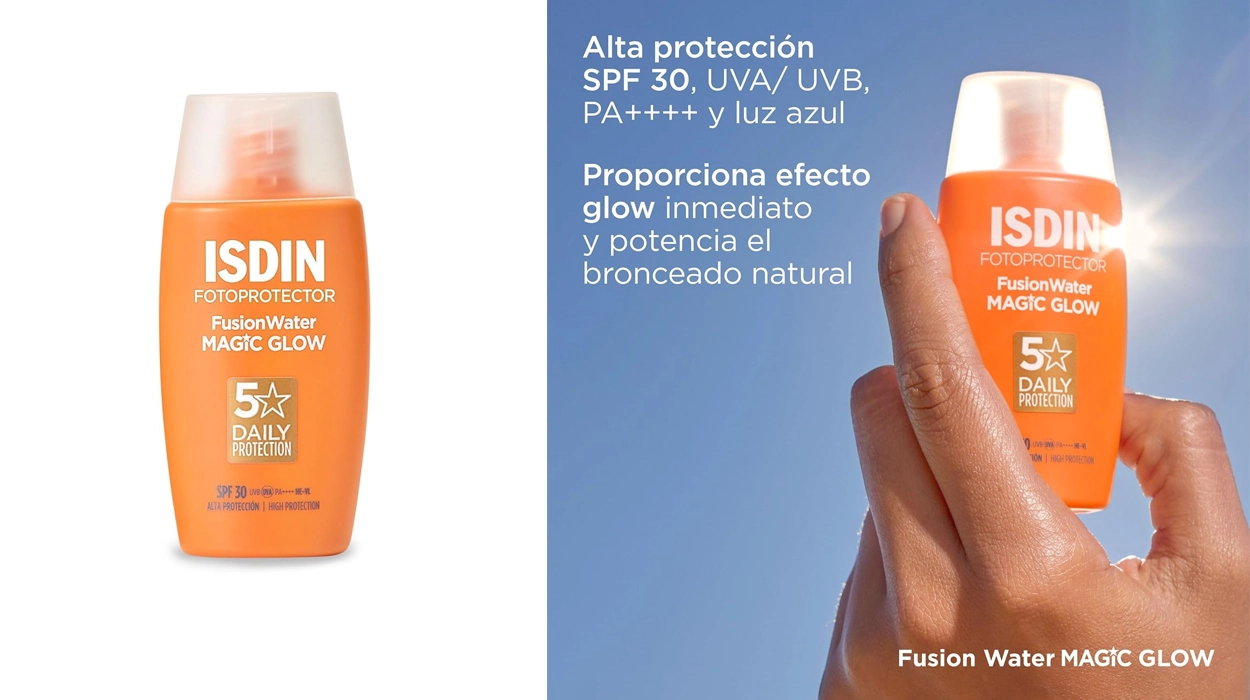 Chollo Protector solar facial ISDIN Fusion Water Magic Glow SPF 30 de 50 ml por sólo 12,39€ (-54%) ¡TOP ventas!