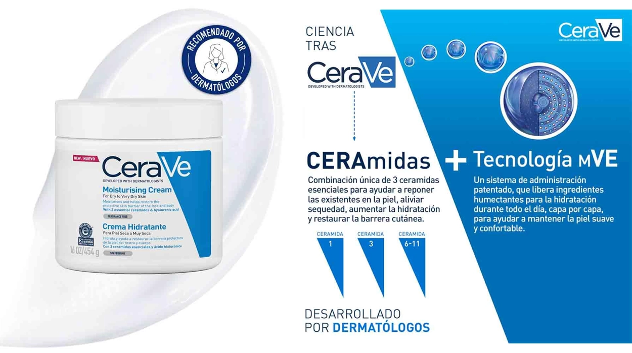 Chollo Pack x2 Crema hidratante CeraVe de 454 ml para rostro y cuerpo por sólo 12,73€ con -50% en 2ª unidad ¡6,36€ cada una!