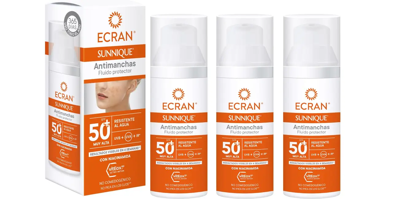 Chollo Pack 3x Fluido Protector Ecran Sunnique Antimanchas SPF 50+ por sólo 24,90€ con promo 3×2 de Amazon (-38%)