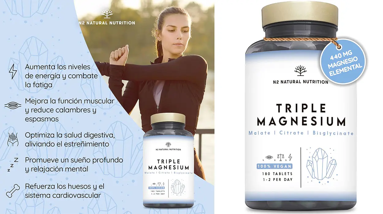 Chollo Triple Magnesio N2 Natural Nutrition para 3 meses por sólo 14,95€ (-21%)
