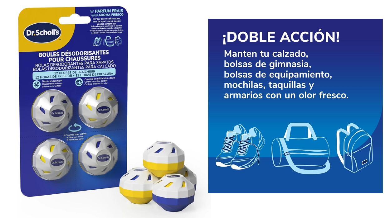 Elimina los malos olores en tu calzado, mochila o taquilla con estas bolas desodorantes de Dr.Scholl’s a muy buen precio