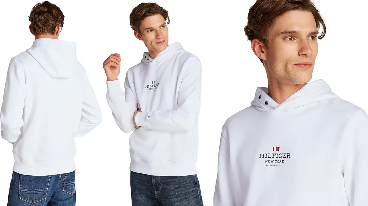 Chollo Sudadera Tommy Hilfiger con capucha en color blanco para hombre por sólo 35,95€ con envío gratis