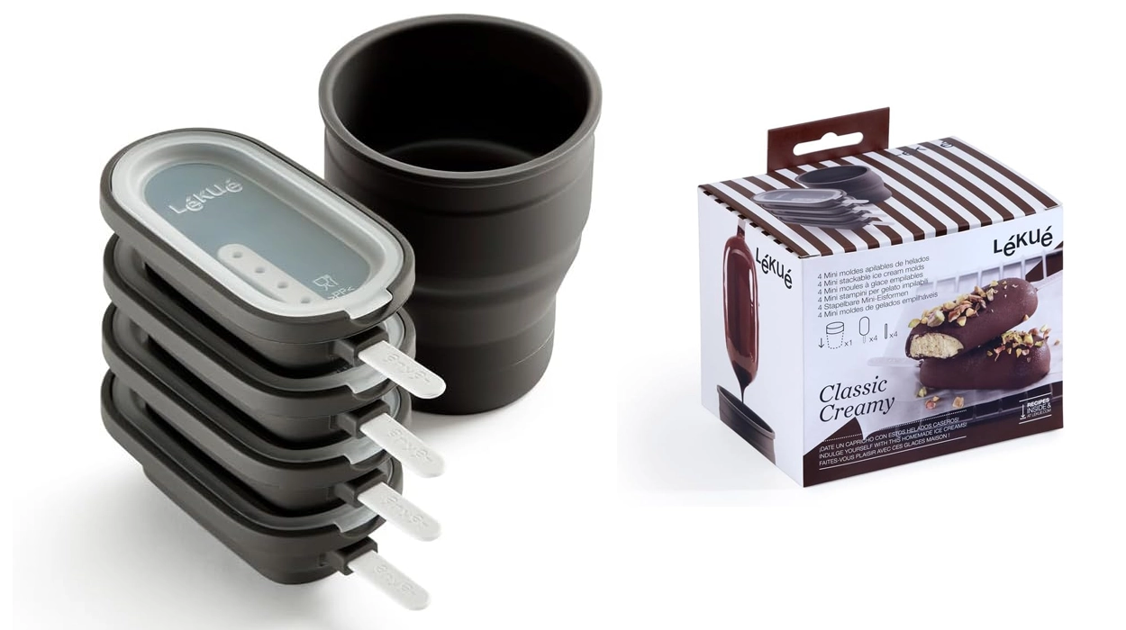 Helados caseros cremosísimos con este pack de 4 moldes Lékue con recipiente para coberturas ¡Se agotará!