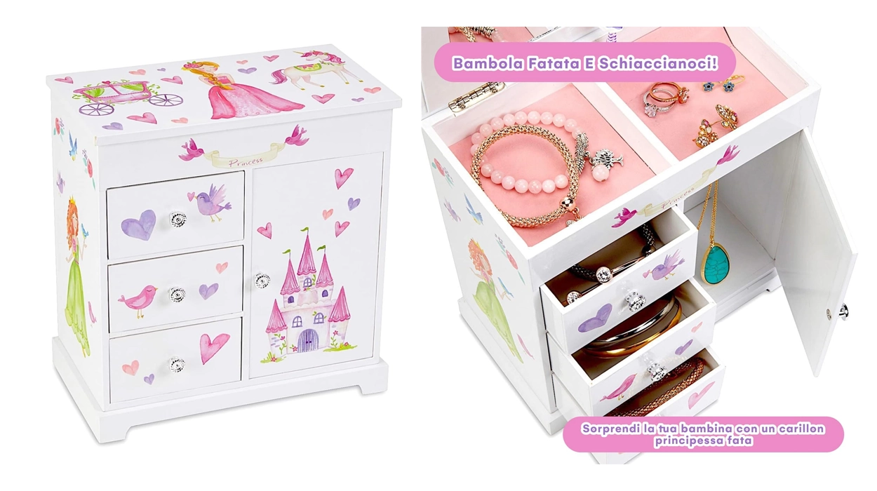 Este bonito joyero musical con diseño de cuento de hadas es un gran regalo para tu peque ¡Aprovecha el descuento!