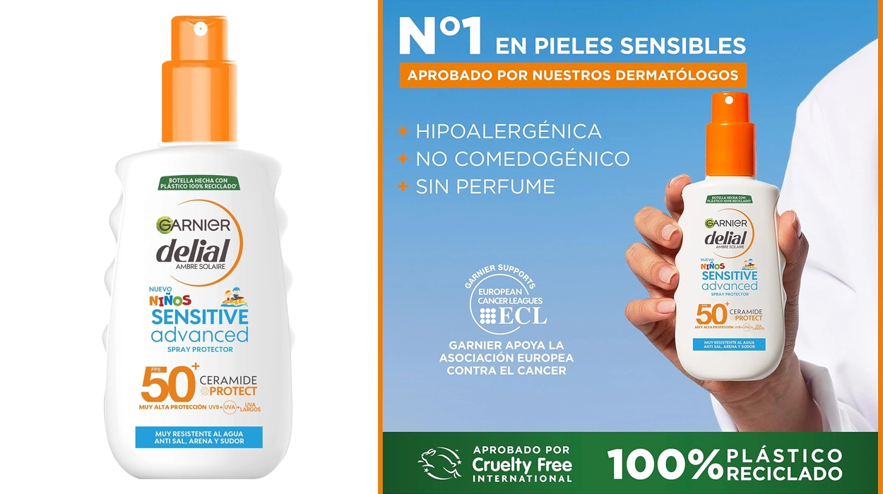 Chollo Pack x3 Spray solar Garnier Delial Sensitive Advanced FPS50+ para niños por sólo 20,70€ con oferta 3×2 ¡6,90€ cada uno!