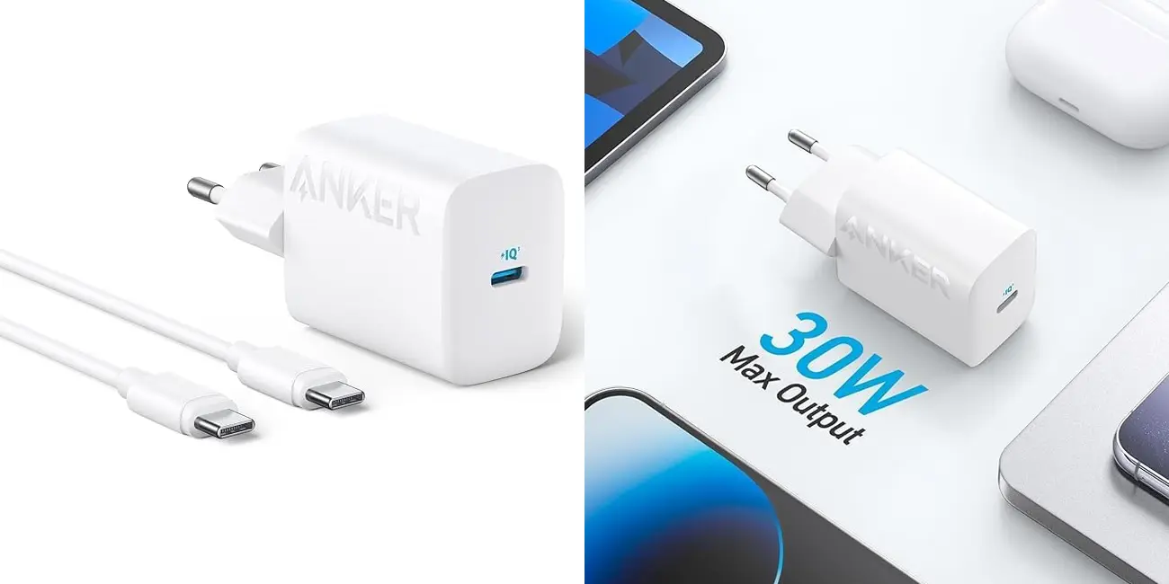 Chollo Cargador USB-C Anker de 30W con cable USB-C de 1,5m por sólo 13,99€ (-30%)