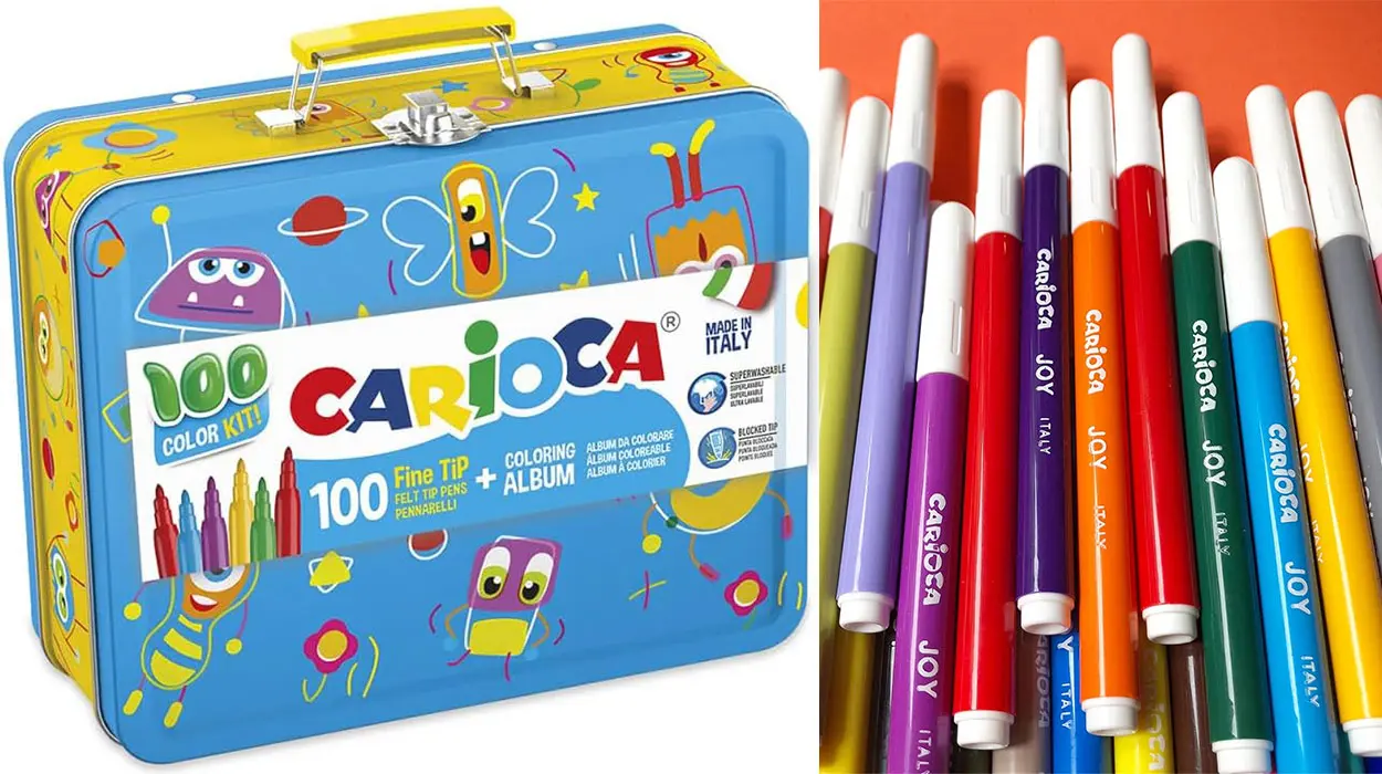 Chollo Caja metálica Carioca de 100 rotuladores lavables con álbum para colorear por sólo 18,11€ (-23%)