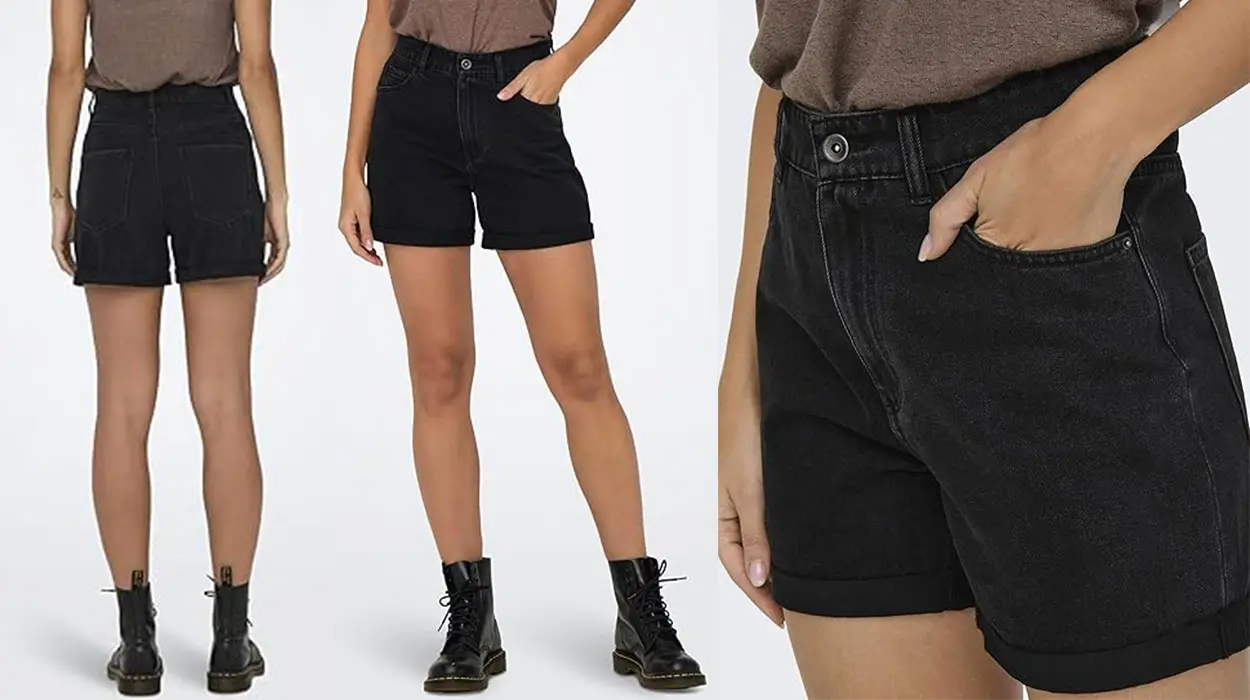 Chollo Shorts vaqueros Only Onlvega negros de cintura alta para mujer por sólo 11,99€ (-40%)