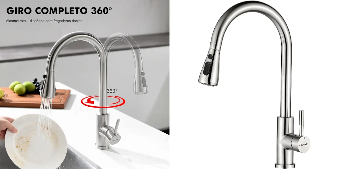Chollo Grifo de cocina extraíble Ibergrif M22137 por sólo 33,99€ con envío gratis (-70%)