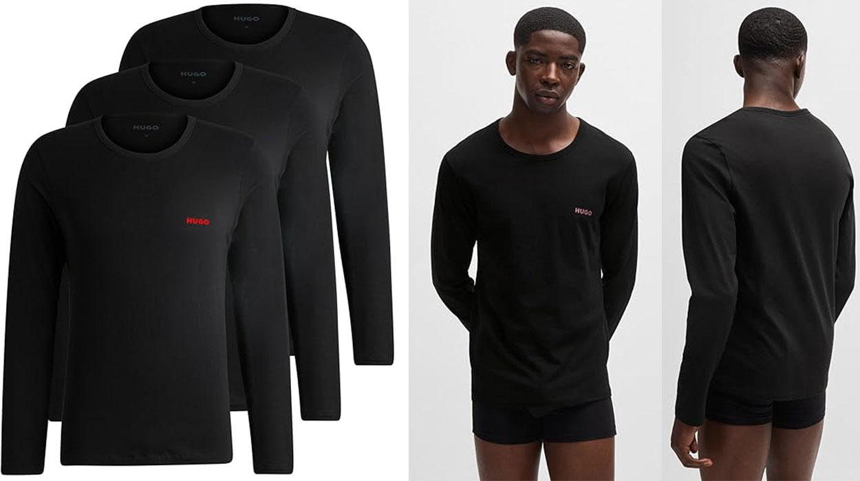 Chollo Pack de 3 camisetas Hugo de manga larga para hombre desde sólo 35,82€ con envío gratis (-40%)