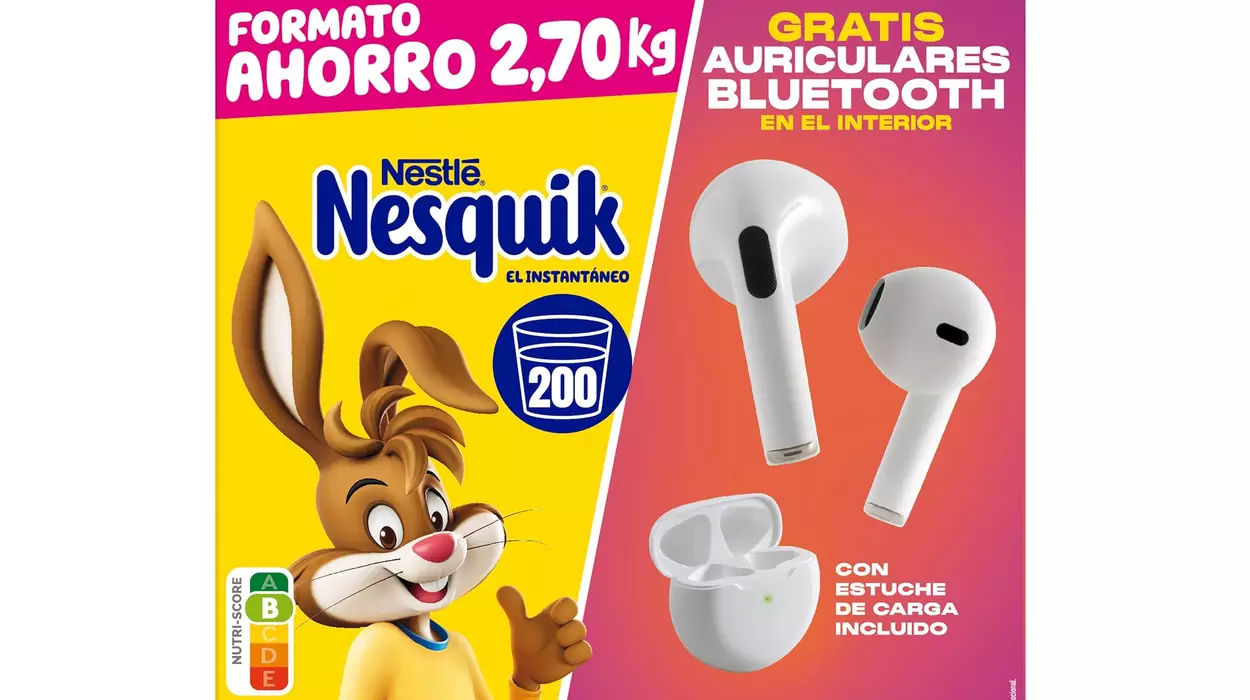 Chollazo BRUTAL: Nesquik Instantáneo de 2.7kg con auriculares de regalo por sólo 10,43€ con cupón (-36%) ¡Corre!