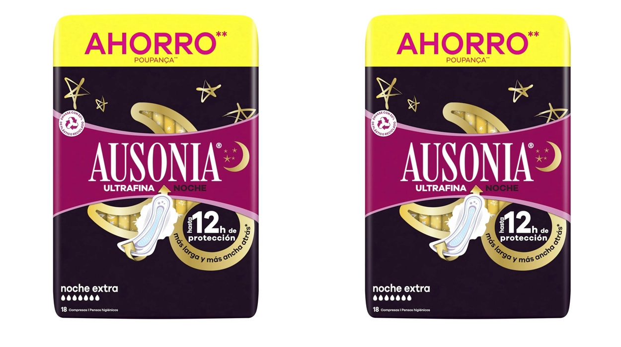 Chollo Pack de 32 compresas Ausonia Ultrafina Noche Extra con alas por sólo 6,49€ con -70% en 2ª unidad ¡3,24€ el paquete!