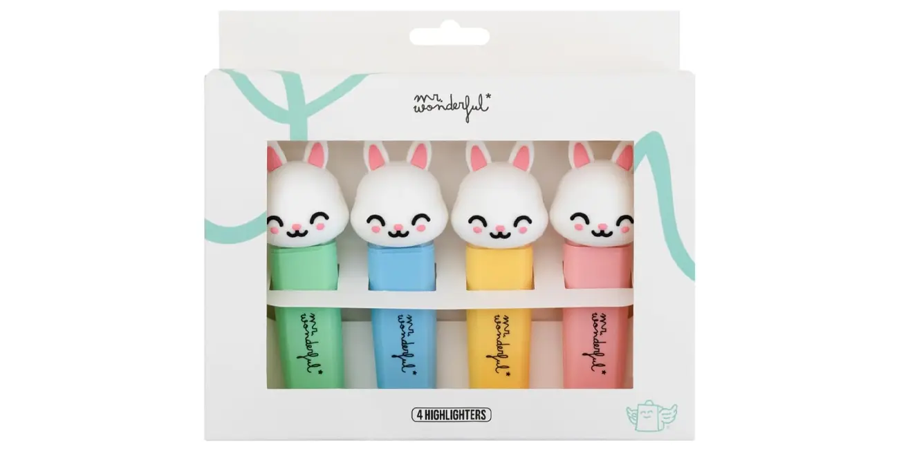 Chollo Pack de 4 subrayadores Mr. Wonderful Conejo – It’s a good day to have fun por sólo 6,96€ (-30%)
