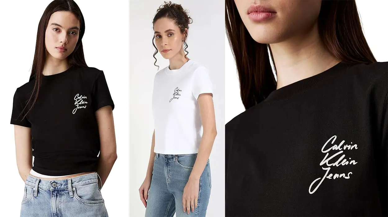 Chollo Camiseta Calvin Klein Slim Logo en 2 colores para mujer por sólo 19,95€ (-50%)