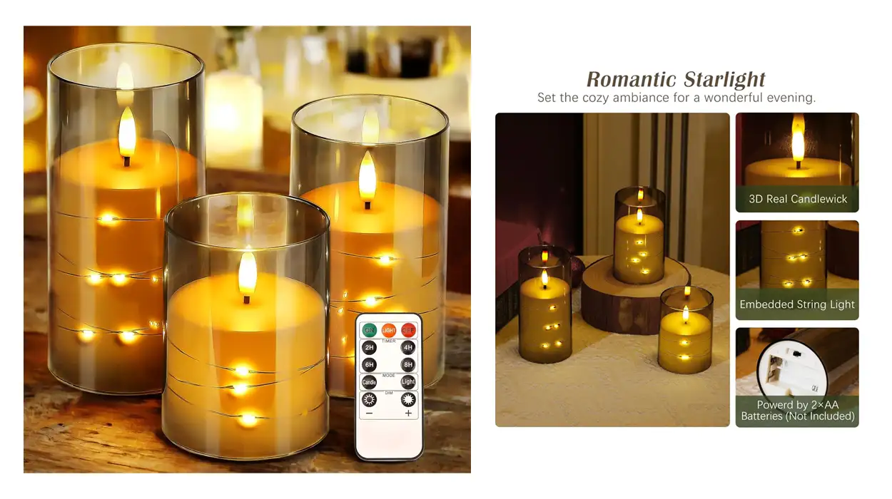 Consigue un ambiente acogedor gastando lo mínimo con este pack de 3 velas LED realistas a precio de carcajada